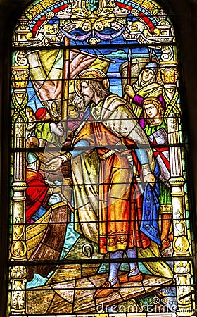 Crusades Stained Glass King Saint Louis Cathedral New Oreleans Louisiana Stock Photo