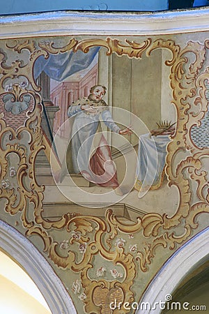 King David, fresco in the church of Our Lady of Snow in Kutina, Croatia Editorial Stock Photo