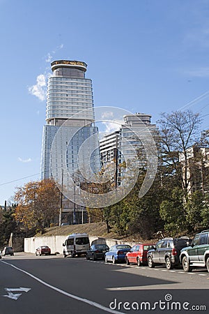 King David Residence & Business Center in the center of Tbilisi. A modern building Editorial Stock Photo