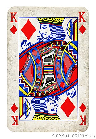 King of Diamonds Vintage playing card isolated on white Stock Photo