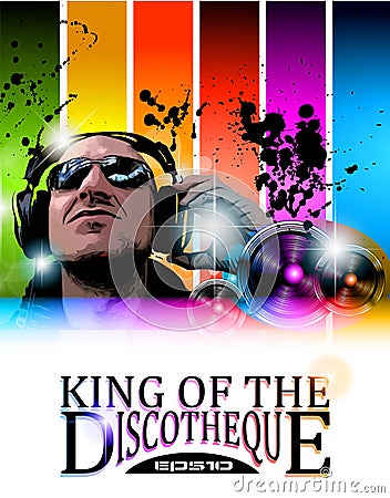 King of the discotheque flyer Vector Illustration