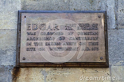 King Edgar Plaque in Bath Editorial Stock Photo