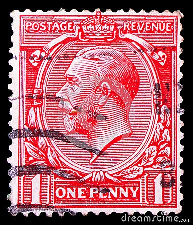 King George V, Definitives serie, circa 1912 Editorial Stock Photo