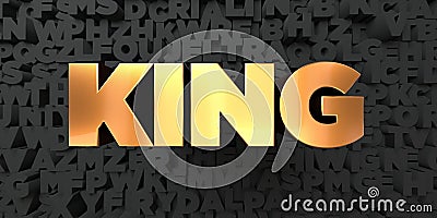 King - Gold text on black background - 3D rendered royalty free stock picture Stock Photo