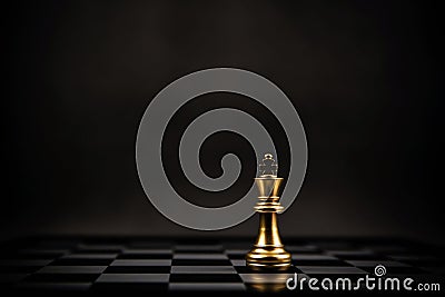 King golden chess standing on chess board concept of business strategic plan Stock Photo