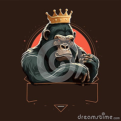 King Gorilla with red eyes, esports mascot designs, gaming logo template, illustration Vector Illustration