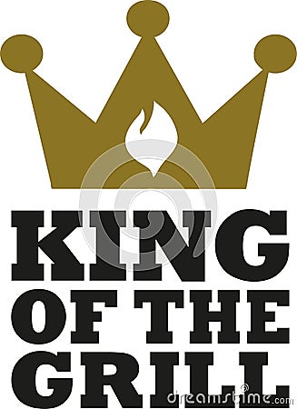 King of the grill with crown and flame Vector Illustration