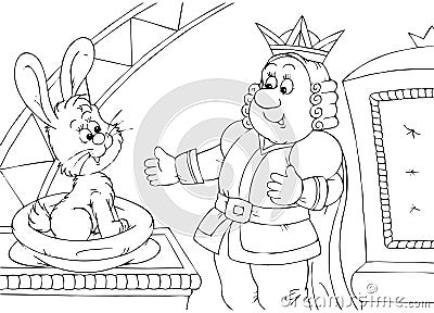 King and hare Cartoon Illustration