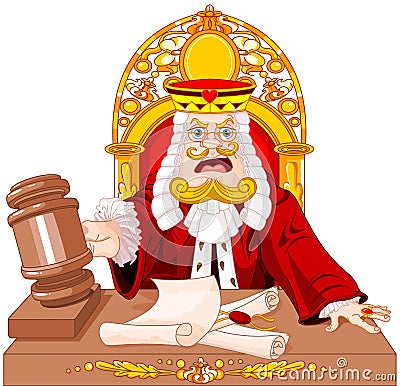 King of Hearts Judge with gavel Vector Illustration