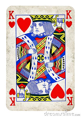 King of Hearts Vintage playing card isolated on white Stock Photo