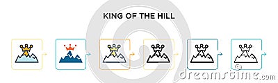 King of the hill vector icon in 6 different modern styles. Black, two colored king of the hill icons designed in filled, outline, Vector Illustration