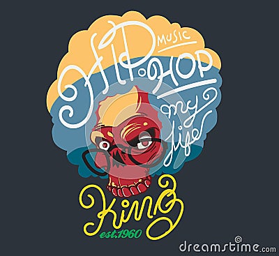 King hip hop typography, t-shirt graphics. Vector Illustration