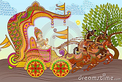 King in Horse Chariot Vector Illustration