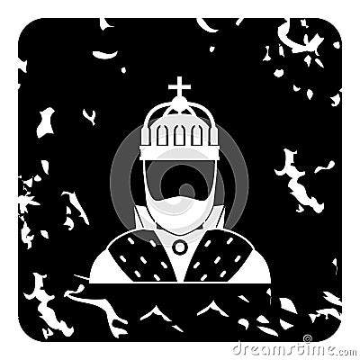 King icon, grunge style Vector Illustration