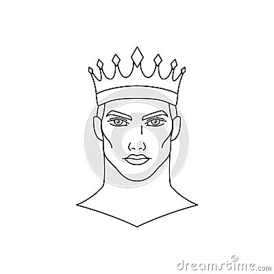 King icon in simple linear style Vector Illustration