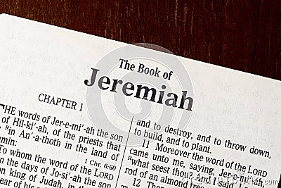 The Book of Jeremiah Title Page Close-up Stock Photo