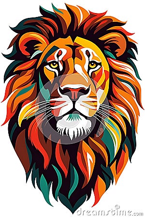 King of the jungle colorful lion design generated by ai Stock Photo