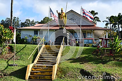 King Kamehameha Statue at North Kohala Civic Center at Kapaau on the Big Island in Hawaii Editorial Stock Photo