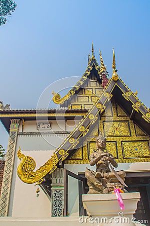 King Kawila statue at Wat Chedi Luang in Chiang Mai, Thailand. King Kawila worked hard to resurrect Lanna cultures and traditions, Stock Photo