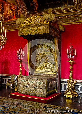 The King Louis XIV bedchamber, Versailles, France Editorial Stock Photo