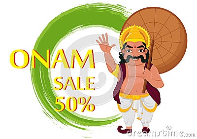 King Mahabali. Happy Onam festival in Kerala. Vector illustration for sale Vector Illustration