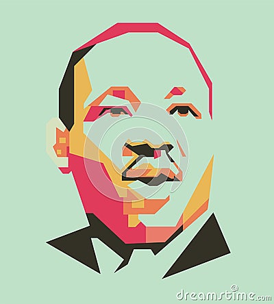King Martin Luther simple line and simple colour vector portrait/eps Vector Illustration