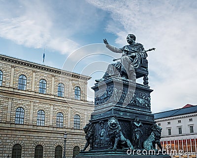 King Maximilian Joseph Statue at Max-Joseph-Platz - Munich, Bavaria, Germany Stock Photo