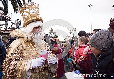 King Melchor takes letters Editorial Stock Photo