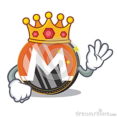 King Monero coin character cartoon Vector Illustration