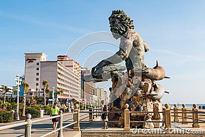 King Neptune Statue Along the Virginia Beach Oceanfront Boardwalk Editorial Stock Photo