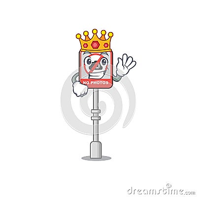 King no camera on edge mascot road Vector Illustration