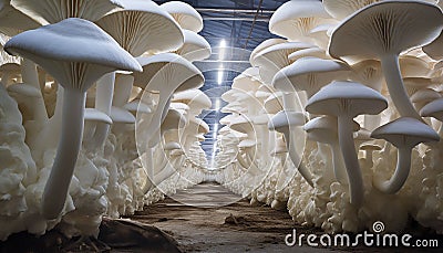 the King Oyster mushroom farm Stock Photo