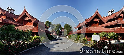 King Palace in Mandalay Panorama, Myanmar (Burma) Stock Photo