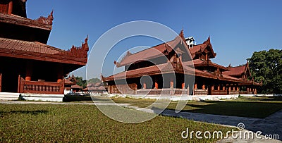 King Palace in Mandalay Panorama, Myanmar (Burma) Stock Photo