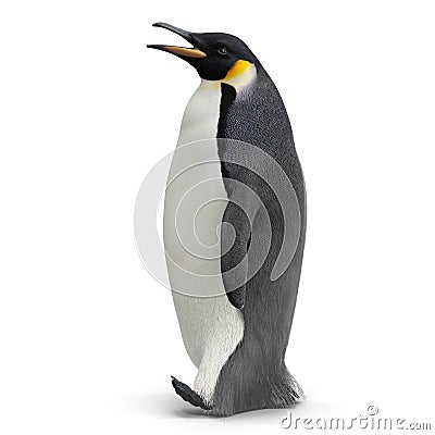 King penguin isolated on white. 3D illustration Cartoon Illustration