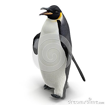 King penguin isolated on white. 3D illustration Cartoon Illustration