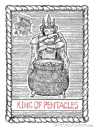 King of pentacles. The tarot card. Vector Illustration