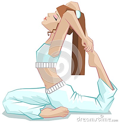 King pigeon pose. Beautiful girl yoga. Yoga asana Rajakapotasana. Vector Illustration
