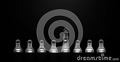 King Protected By Eight Pawns In Chess Game Stock Photo