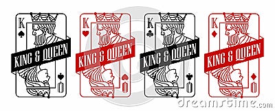 King and queen Black and Red Playing Card Illustration Vector Illustration