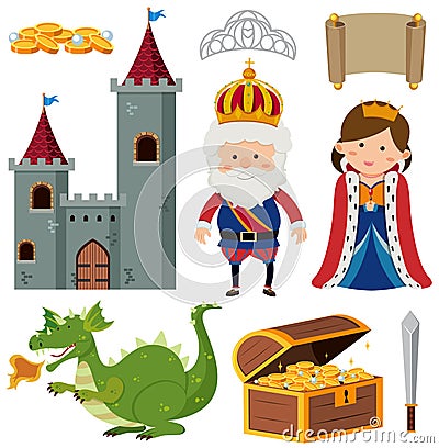 King and queen at the castle Vector Illustration