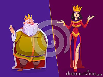 King and queen medieval royal family characters Vector Illustration