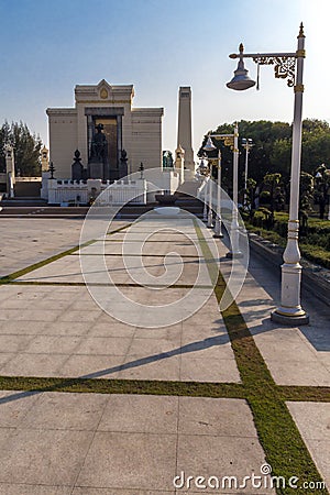 King Rama I monument, It`s located at Phra Phuttha Yodfa Bridge Editorial Stock Photo