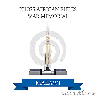 King's African Rifles War Memorial in Zomba Malawi Vector Illustration