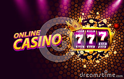 King slots 777 banner casino on the golden background. Vector Illustration