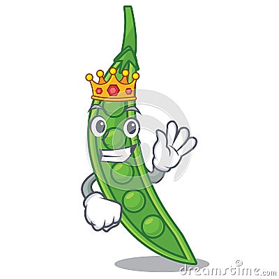 King snow peas isolated the on character Vector Illustration