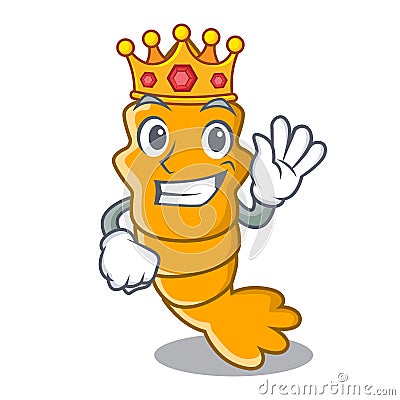 King steamed fresh raw shrimp on mascot cartoon Vector Illustration
