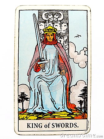 King of Swords Tarot Card Morals Ethics Manners Communication Conversation Debate Spokesperson Opinions Mental Discipline Reason Stock Photo