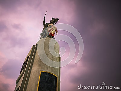 King Taksin Monument with beautiful sky in wongwianyai bangkok city Thailand Stock Photo