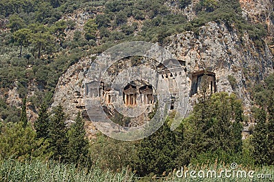 King tombs in dalyan turkey Stock Photo